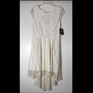 IZ Byer High-Low Lace Overlay Dress